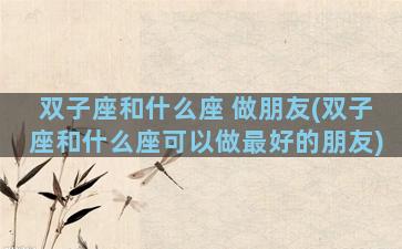 双子座和什么座 做朋友(双子座和什么座可以做最好的朋友)